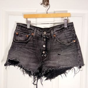 Levis 501 Distressed Denim Button Fly Shorts
